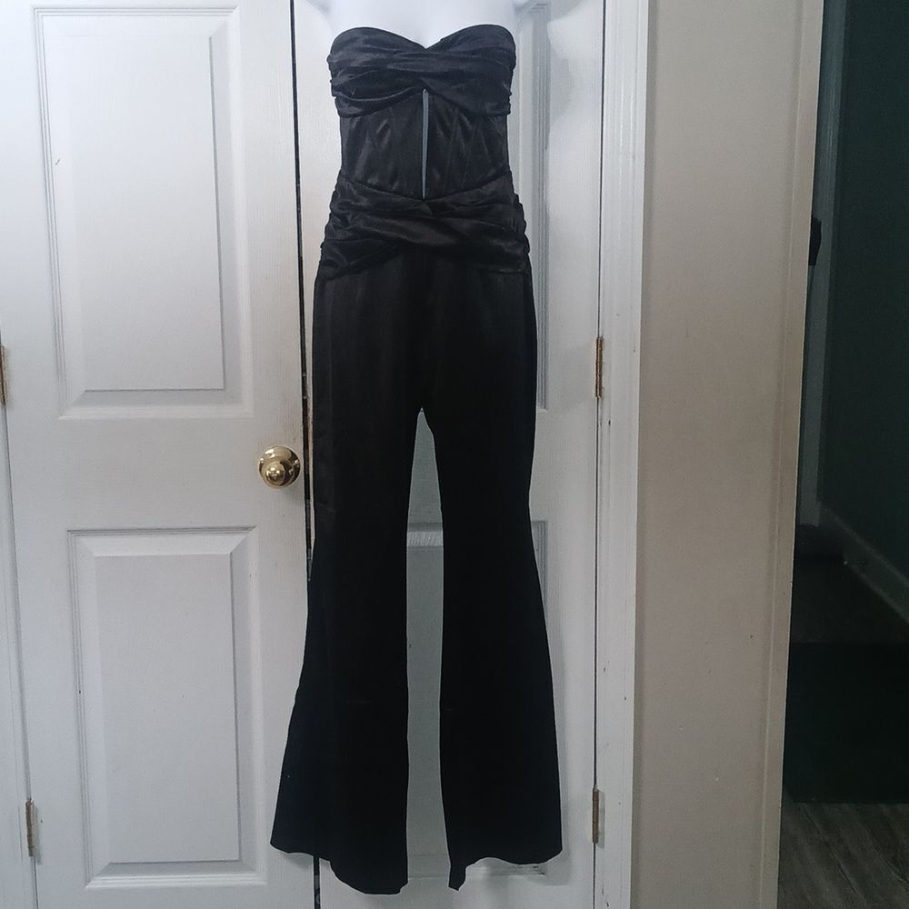 Cherley Twisted strapless cutout corset straight leg party jumpsuit  Sz M NWT